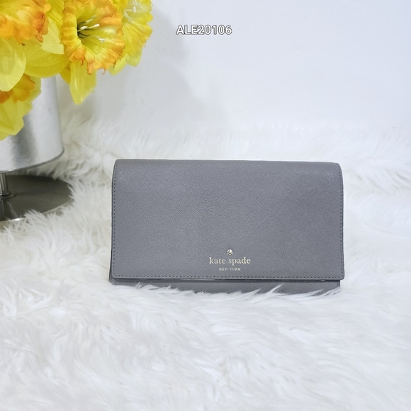 Kate Spade Gray Leather Large Wallet - Picture 1 of 16